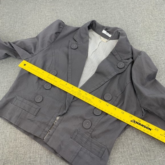 Ali & Kris Gray Jacket Medium Cuffed Long Sleeves Collared Cotton Button Detail - Picture 4 of 14
